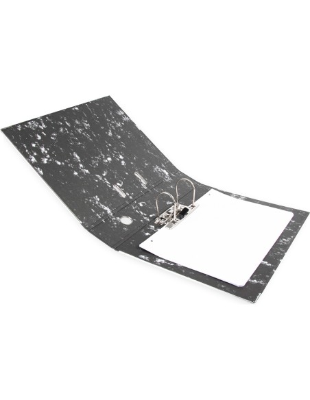Archivador de palanca liderpapel carton forrado din a4 jaspeado negro sin caja con rado