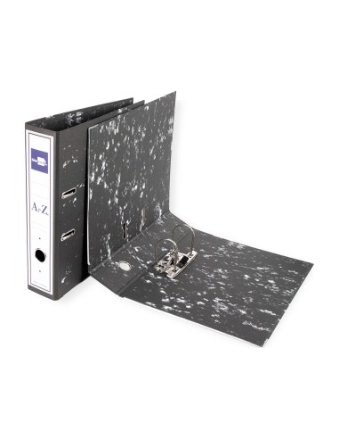 Archivador de palanca liderpapel carton forrado din a4 jaspeado negro sin caja con rado