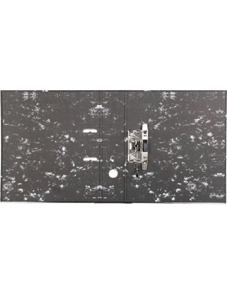 Archivador de palanca liderpapel carton forrado din a4 jaspeado negro sin caja con rado