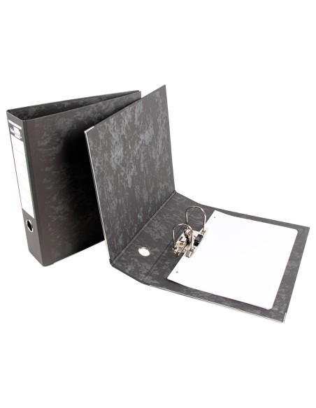Archivador de palanca liderpapel folio carton forrado sin rado lomo 80mm negro compresor metalico