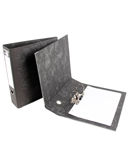 Archivador de palanca liderpapel a4 carton forrado sin rado lomo 80mm negro compresor metalico