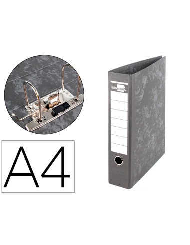 Archivador de palanca liderpapel a4 carton forrado sin rado lomo 80mm negro compresor metalico