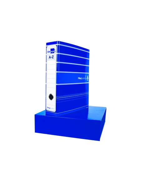 Archivador de palanca liderpapel a4 filing system forrado sin rado lomo 80mm azul con caja y compresor metalico