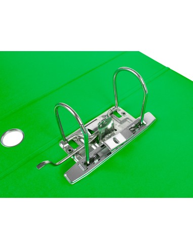 Archivador de palanca liderpapel a4 filing system forrado sin rado lomo 80mm verde con caja y compresor metalico