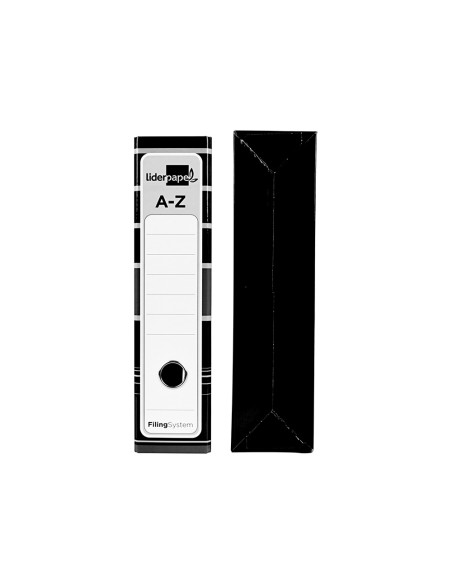 Archivador de palanca liderpapel a4 filing system forrado sin rado lomo 80mm negro con caja y compresor metalico