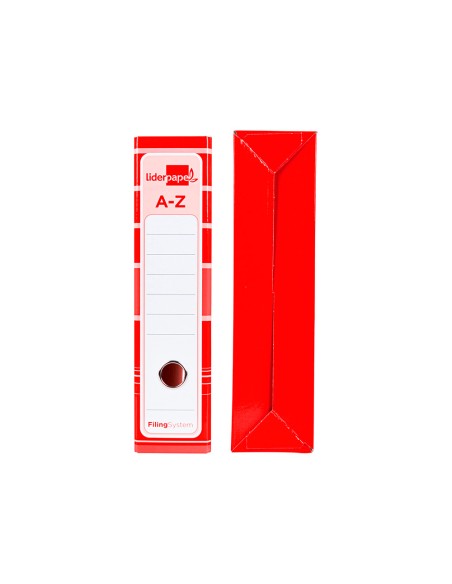 Archivador de palanca liderpapel a4 filing system forrado sin rado lomo 80mm rojocon caja y compresor metalico