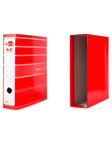 Archivador de palanca liderpapel a4 filing system forrado sin rado lomo 80mm rojocon caja y compresor metalico
