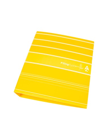 Archivador de palanca liderpapel a4 filing system forrado sin rado lomo 80mm amarillo con caja y compresor metal