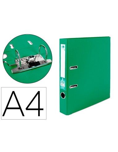 Archivador de palanca liderpapel a4 documenta forrado pvc con rado lomo 52mm verde compresor metalico