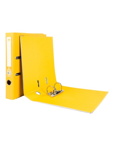 Archivador de palanca liderpapel a4 documenta forrado pvc con rado lomo 52mm amarillo compresor metalico