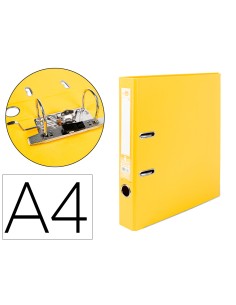 Archivador de palanca liderpapel a4 documenta forrado pvc con rado lomo 52mm amarillo compresor metalico