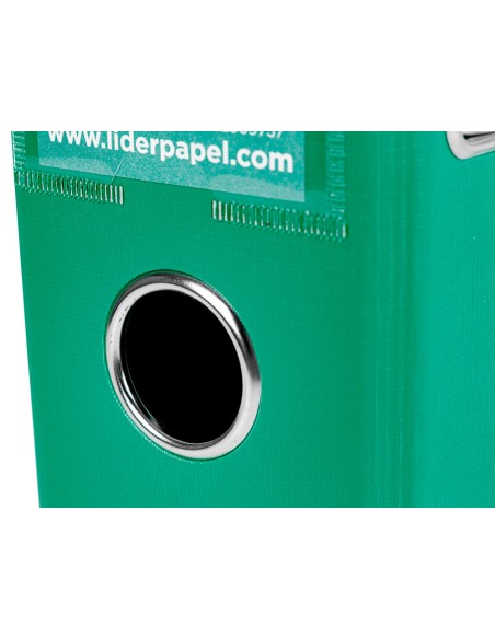 Archivador de palanca liderpapel a4 documenta forrado pvc con rado lomo 75mm verde compresor metalico
