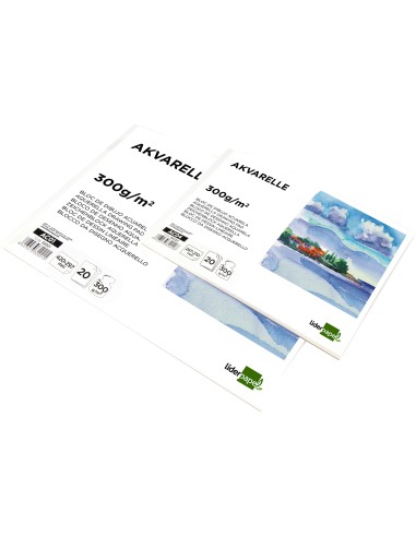 Bloc dibujo liderpapel acuarela encolado 210x297mm 20 hojas 300g m2 sin recuadro