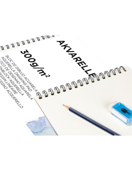 Bloc dibujo liderpapel acuarela espiral 297x420mm 10 hojas 300g m2 sin recuadro