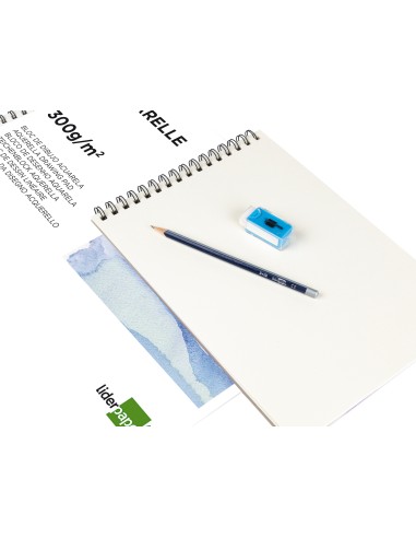 Bloc dibujo liderpapel acuarela espiral 297x210mm 10 hojas 300g m2 sin recuadro