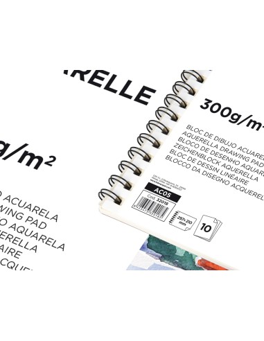 Bloc dibujo liderpapel acuarela espiral 297x210mm 10 hojas 300g m2 sin recuadro