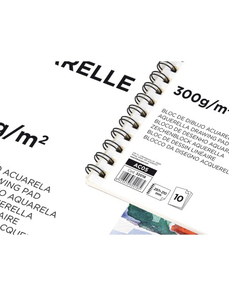 Bloc dibujo liderpapel acuarela espiral 297x210mm 10 hojas 300g m2 sin recuadro