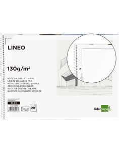 Bloc dibujo liderpapel lineal espiral 230x325mm 20 hojas 130gr m2 con recuadro 2 taladros perforado