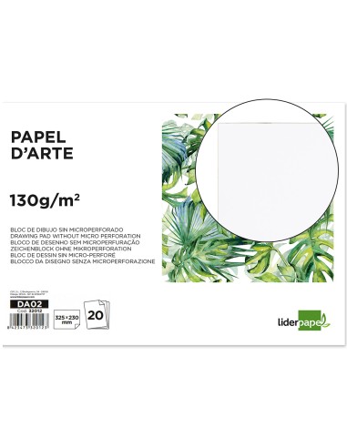 Bloc dibujo liderpapel artistico encolado 230x325mm 20 hojas 130g m2 sin recuadro