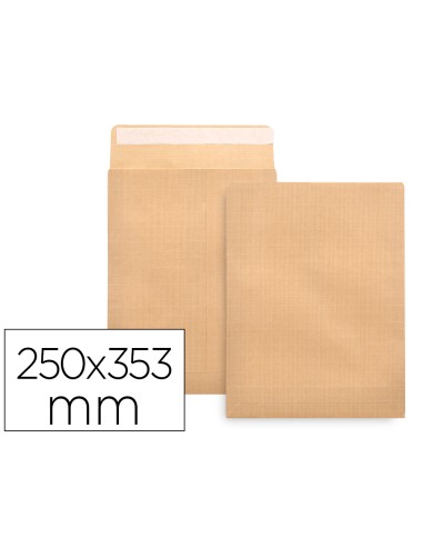 Sobre liderpapel bolsa n11 kraft folio prolongado 250x353mm tira de silicona caja de 250 unidades