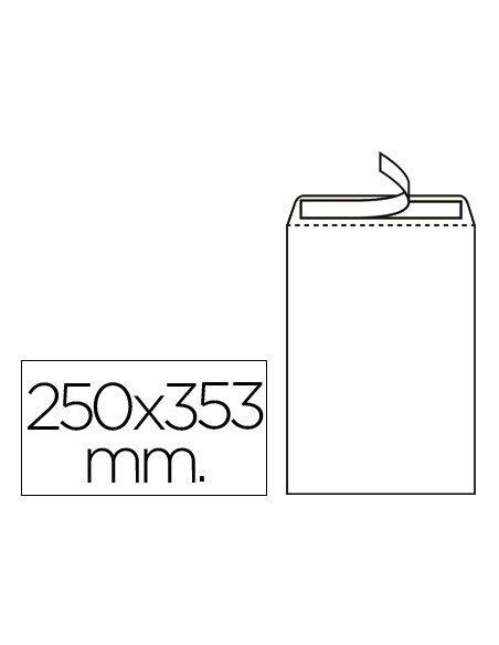 Sobre liderpapel bolsa n10 blanco folio prolongado 250x353mm tira de silicona caja de 250 unidades