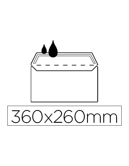 Sobre liderpapel n16 blanco folio especial 260x360mm silicona caja de 250 unidades solapa recta