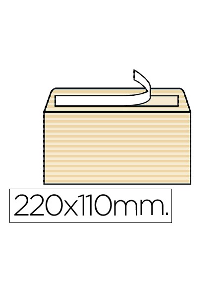 Sobre liderpapel verjurado ahuesado 120 gr tira silicona 110x220mm caja de 250 unidades