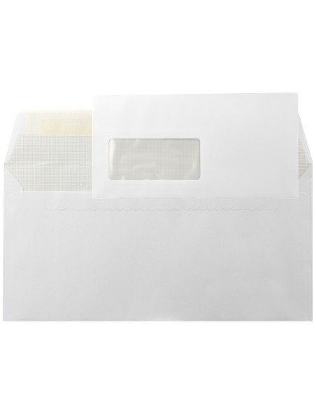 Sobre liderpapel n6 blanco americano ventana izquierda 115x225 tira silicona open system caja de 500 unidades