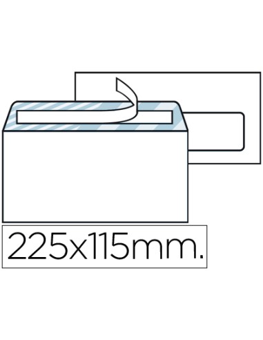 Sobre liderpapel n4 blanco americano ventana derecha 115x225mm tira silicona open system caja de 500 unidades