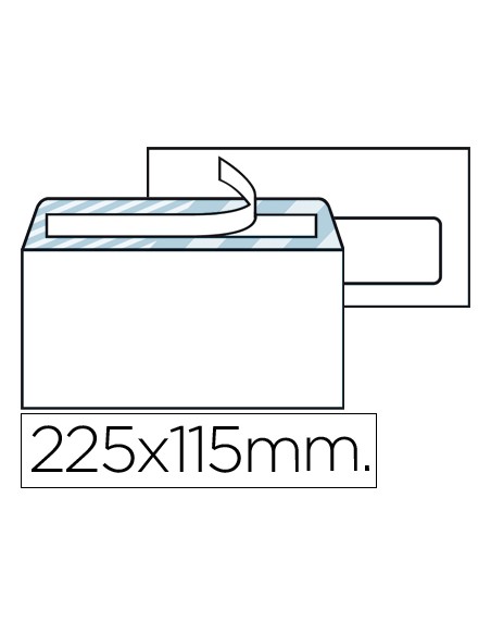 Sobre liderpapel n4 blanco americano ventana derecha 115x225mm tira silicona open system caja de 500 unidades