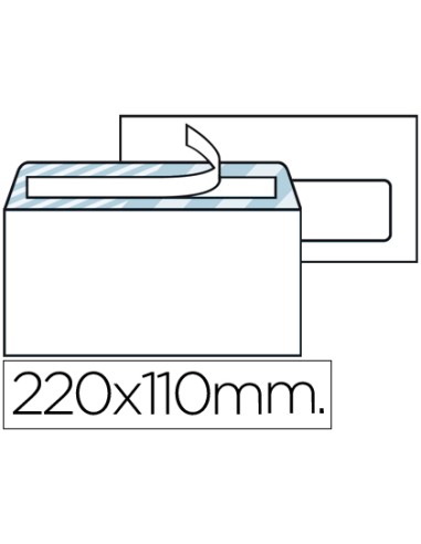 Sobre liderpapel n3 blanco din americano ventana derecha 110x220mm tira de silicona system open caja de 500 unidad