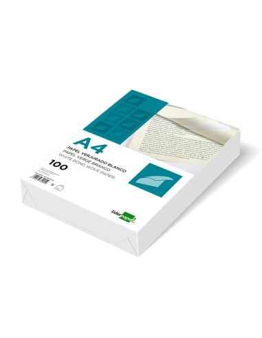 Papel verjurado liderpapel a4 120g m2 blanco paquete de 100 hojas