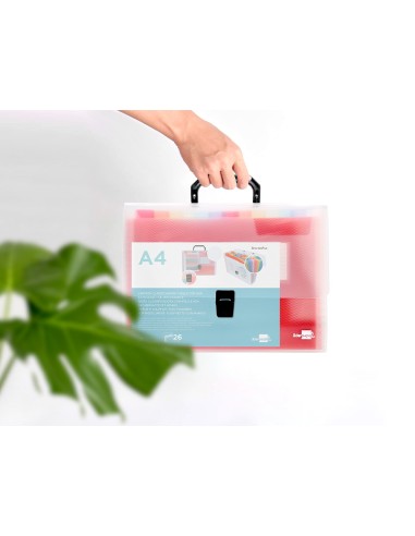 Carpeta liderpapel clasificador fuelle 45144 polipropileno a4 transparente con asa spectrafile 26 dpto