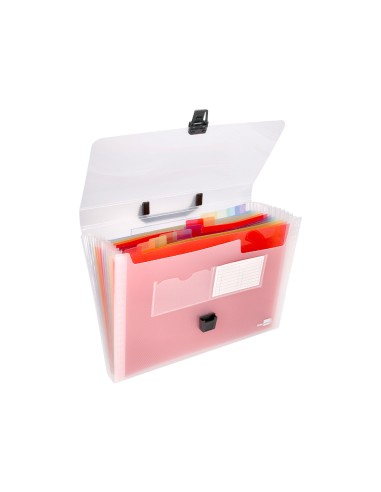 Carpeta liderpapel clasificador fuelle 45144 polipropileno a4 transparente con asa spectrafile 26 dpto