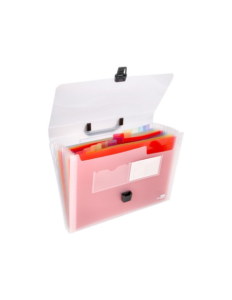 Carpeta liderpapel clasificador fuelle 45144 polipropileno a4 transparente con asa spectrafile 26 dpto