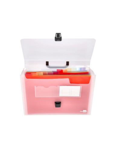 Carpeta liderpapel clasificador fuelle 45144 polipropileno a4 transparente con asa spectrafile 26 dpto