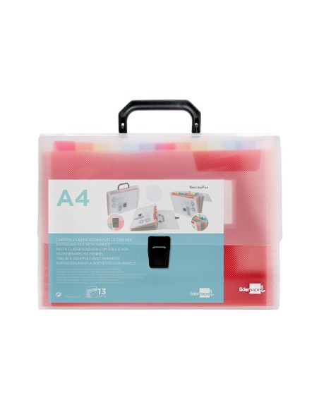 Carpeta liderpapel clasificador fuelle 45134 polipropileno a4 transparente spectrafile 13 departamentos