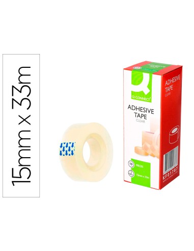 Cinta adhesiva q connect transparente 33 mt x 15 mm