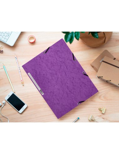 Carpeta q connect gomas kf02171 carton simil prespan solapas 320x243 mm violeta