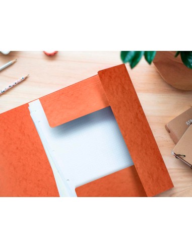 Carpeta q connect gomas kf02170 carton simil prespan solapas 320x243 mm naranja