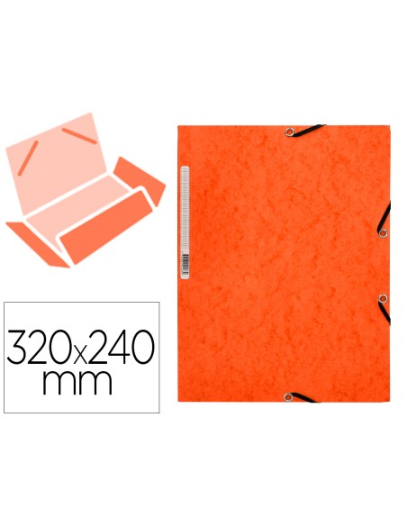 Carpeta q connect gomas kf02170 carton simil prespan solapas 320x243 mm naranja