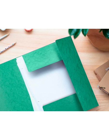 Carpeta q connect gomas kf02168 carton simil prespan solapas 320x243 mm verde