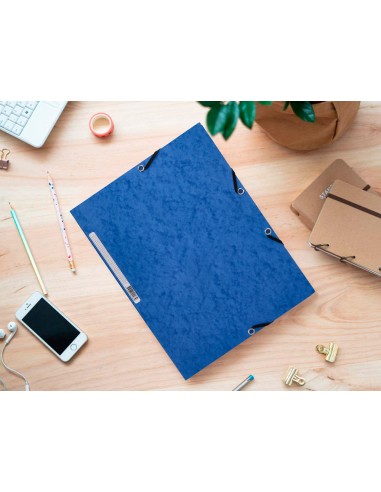 Carpeta q connect gomas kf02167 carton simil prespan solapas 320x243 mm azul