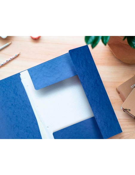 Carpeta q connect gomas kf02167 carton simil prespan solapas 320x243 mm azul