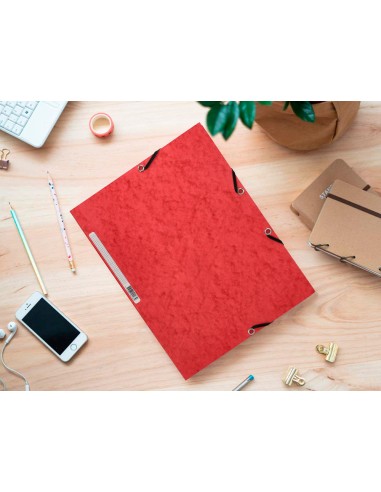 Carpeta q connect gomas kf02165 carton simil prespan solapas 320x243 mm roja