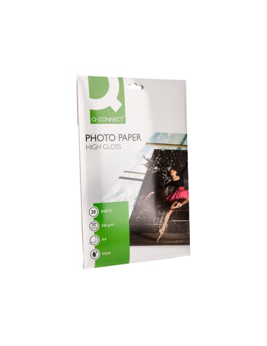Papel q connect foto glossy kf02163 din a4 alta calidad digital photo para ink jet bolsa de 20 hojas de 260 gr
