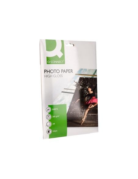 Papel q connect foto glossy kf02163 din a4 alta calidad digital photo para ink jet bolsa de 20 hojas de 260 gr