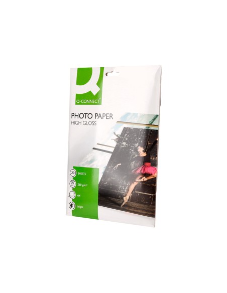 Papel q connect foto glossy kf02163 din a4 alta calidad digital photo para ink jet bolsa de 20 hojas de 260 gr