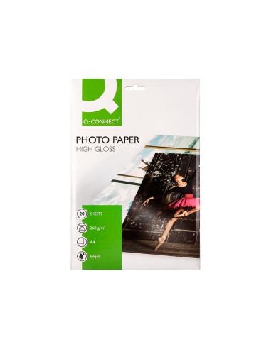 Papel q connect foto glossy kf02163 din a4 alta calidad digital photo para ink jet bolsa de 20 hojas de 260 gr