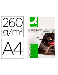 Papel q connect foto glossy kf02163 din a4 alta calidad digital photo para ink jet bolsa de 20 hojas de 260 gr